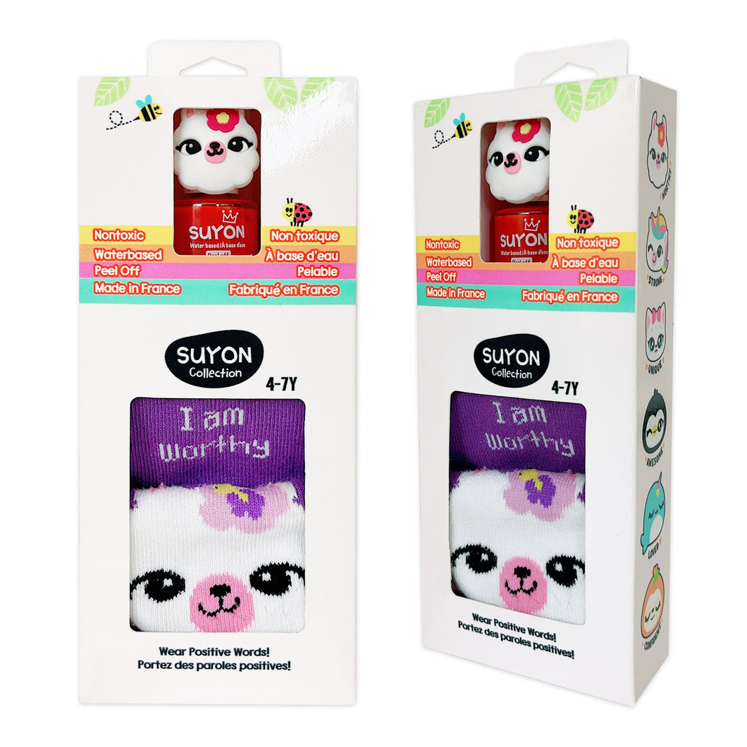 socks & nail polish gift set -Llama