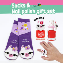 Load image into Gallery viewer, socks &amp; nail polish gift set -Llama
