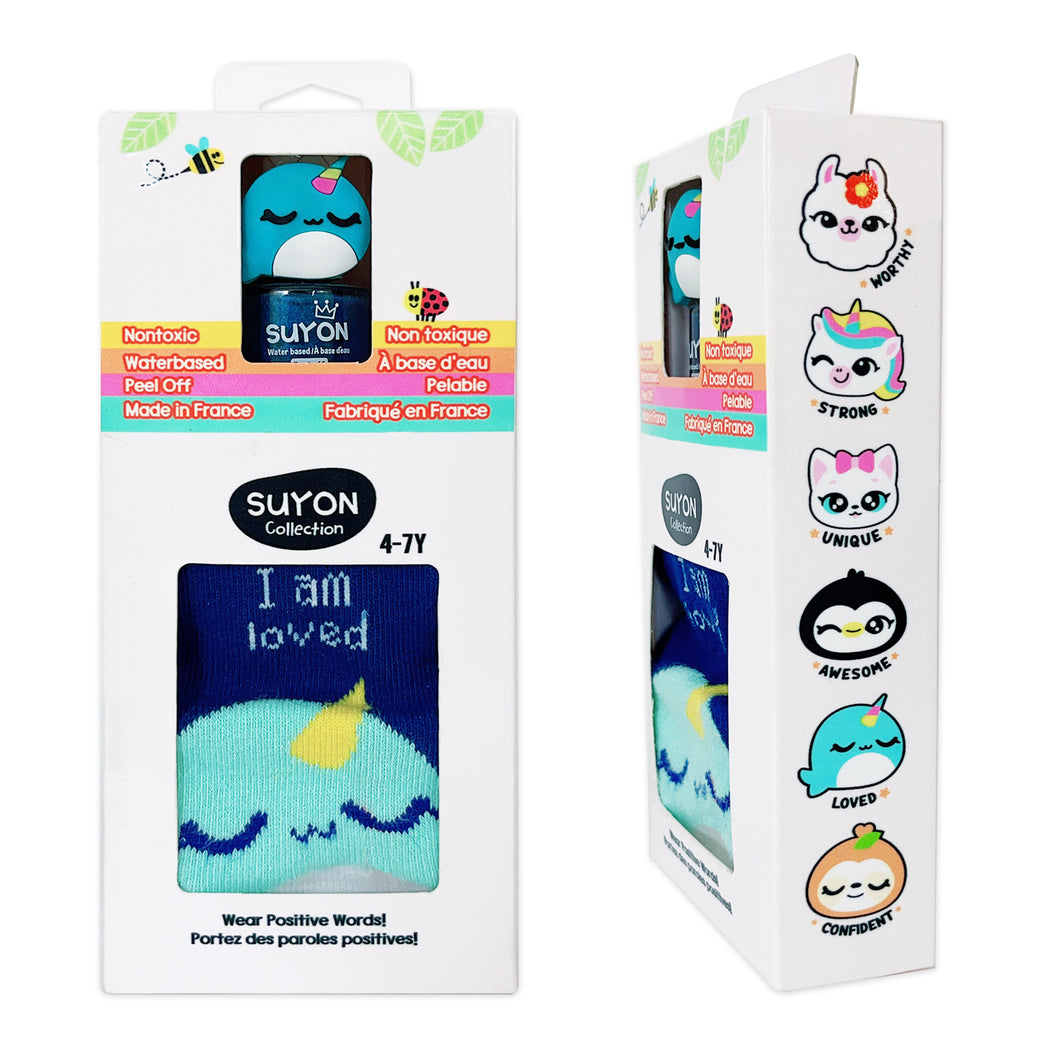 socks & nail polish gift set - Narwhal