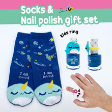 Load image into Gallery viewer, socks &amp; nail polish gift set - Narwhal
